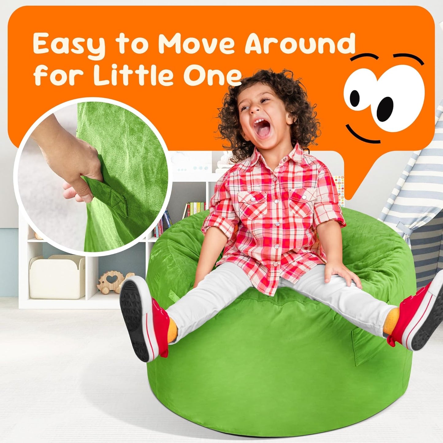 Hobestluk Bean Bag Chairs 2.5FT Bean Bag Chair with Memory Foam Filled & Machine Washable Cover,Beanbag Chair, Small Bean Bag Chairs for Playroom, Living Room, Bedroom