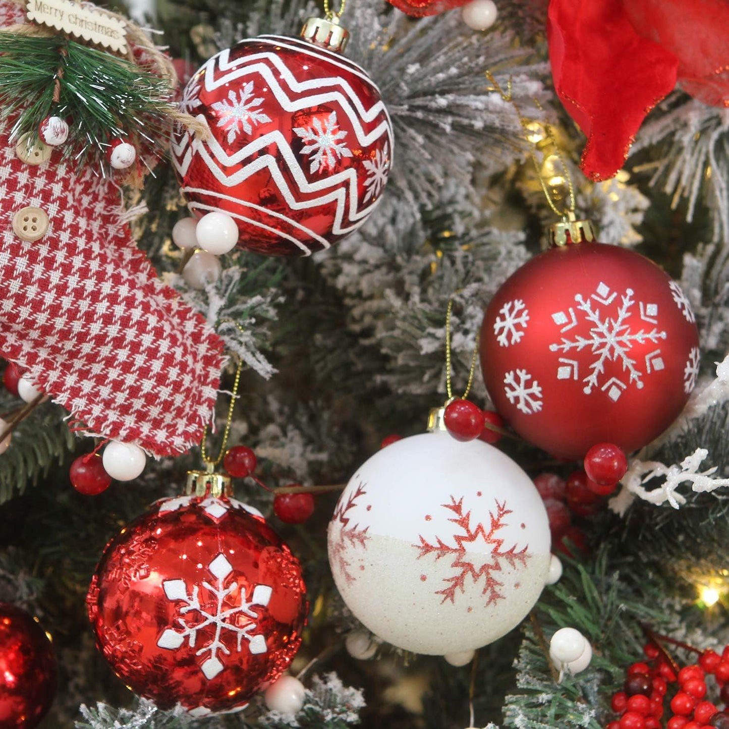 Sea Team 80mm/3.15" Set of Colorful Painted Sparkling Ornaments and Hanging Balls for Christmas Tree - 16 Pieces