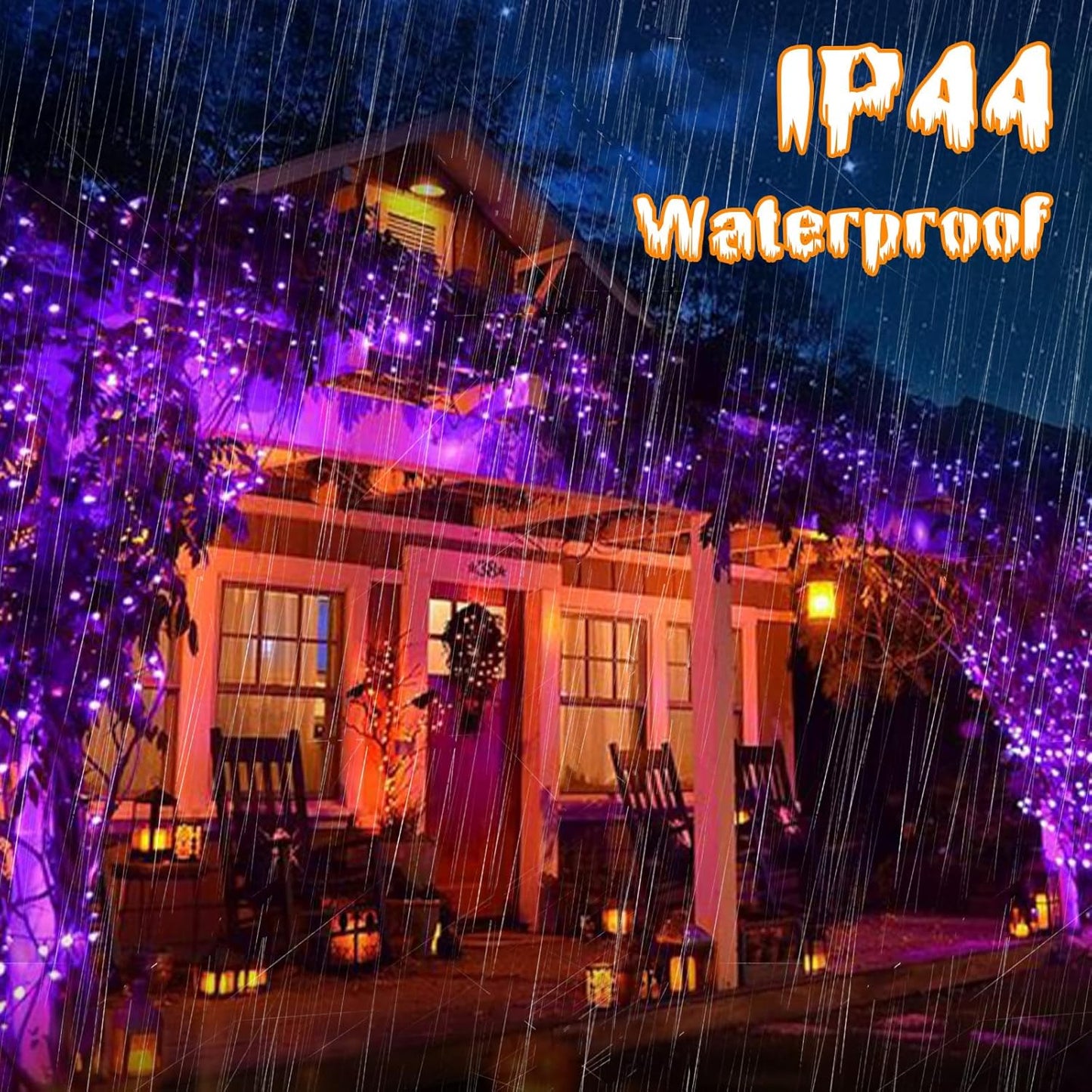 Halloween Purple Lights Decorations, 2 Pack 17FT 100 LED Mini Fairy Lights Battery Operated with 8 Modes Timer Waterproof for Indoor Outdoor Use, Patio Tree Holiday Party Halloween Decor
