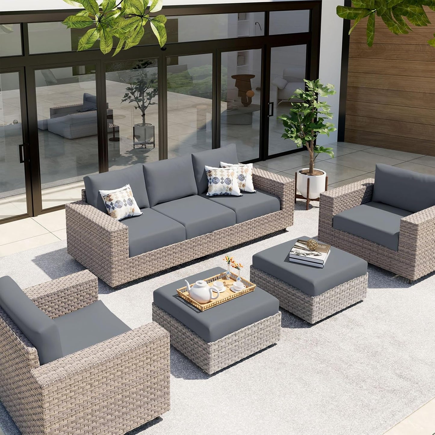 hyha Waterproof Couch Cushion Covers, Stretch Sofa Couch Seat Slipcover for Dog Washable, Non-Slip Waterproof Outdoor Cushion Covers for Patio Furniture Replacement (1 Piece for Small, Dark Grey)