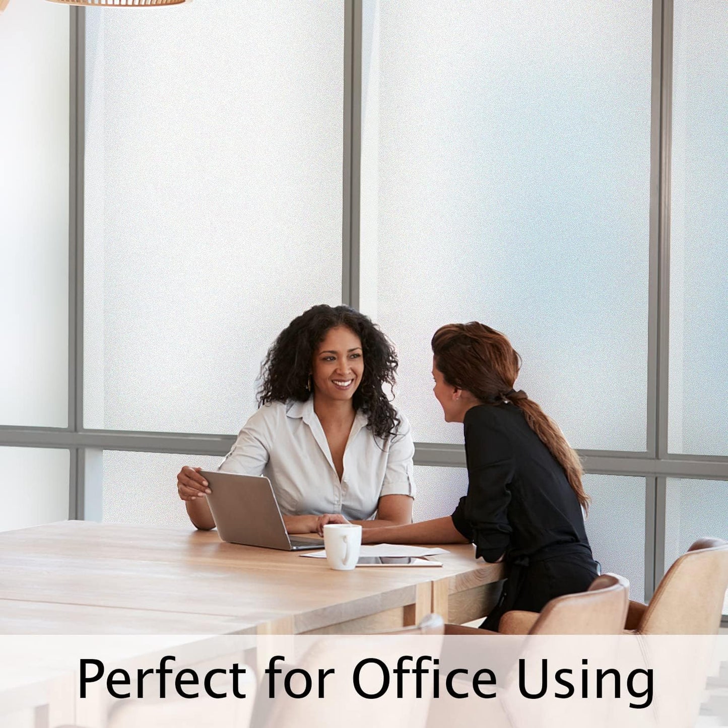 HIDBEA Frosted Window Privacy Film Heat Control UV Blocking, Static Cling Non-Adhesive Reusable Door coverings for Bathroom Home Office (Frosted 35.4 Inch x 8.2 Feet)