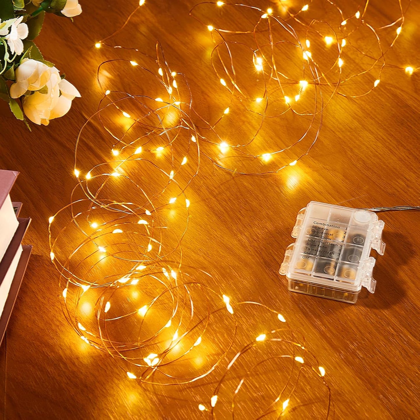 4 Pack 32.8 Ft. Battery Operated Outdoor String Lights with Remote & Timer, LED Warm White Fairy Lights, Waterproof Twinkle Lights for Bedroom, Dorm, Mason Jar, Wedding, Party, Christmas