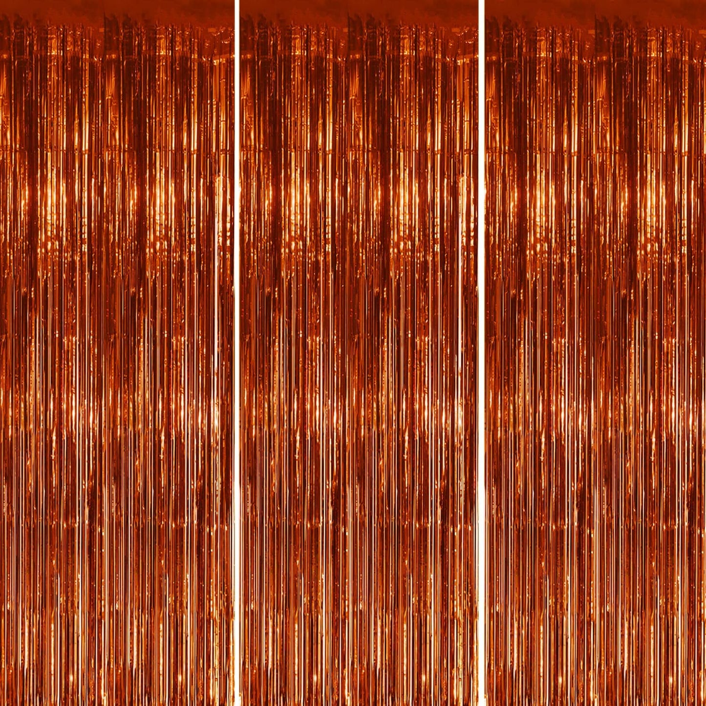 3 Pack Foil Fringe Backdrop - Bronze Shiny Tinsel Curtains for Party Decoration/Photo Booth Props - 3.3x8.2 FT Metallic Foil Backdrop for Birthday, Wedding, Graduation, Christmas.