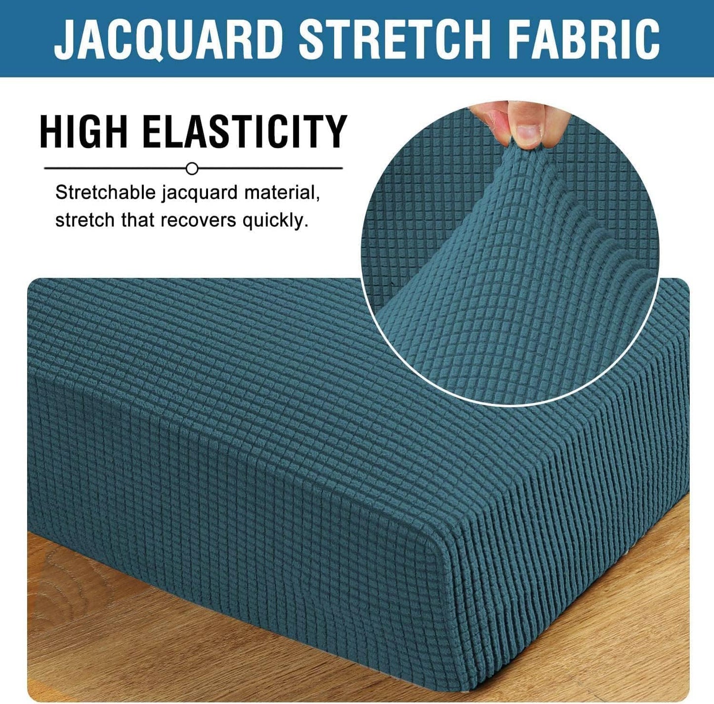 H.VERSAILTEX Super Stretch Individual Chaise Cover Sectional Couch Covers for L Shaped Sofa Both Left/Right Featuring Thick Jacquard Textured Twill Fabric (1 Piece Chaise Cover, Deep Teal)