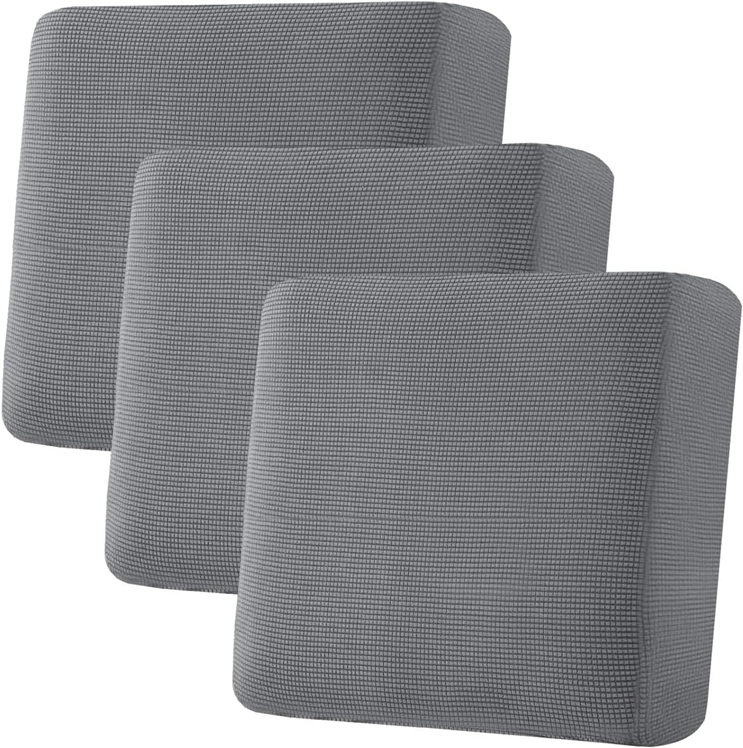 H.VERSAILTEX Super Stretch Individual Seat Cushion Covers, Thick Jacquard Textured Twill Fabric (3 Piece XL Sofa Cushion Covers, Grey)
