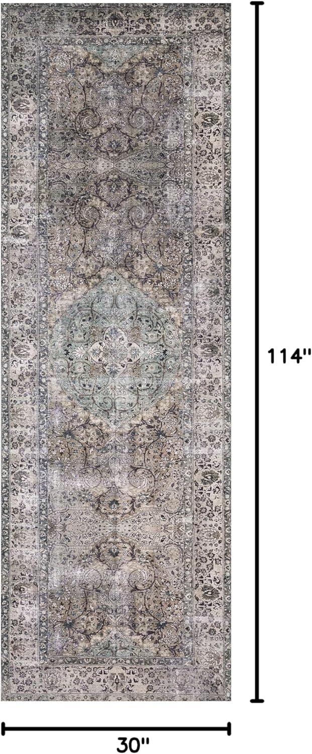 Loloi Layla Collection LAY-06 Taupe/Stone 2'-6" x 9'-6" .13" Thick Runner Rug, Soft, Durable, Vintage Inspired, Distressed, Low Pile, Non-Shedding, Easy Clean, Printed, Living Room Rug