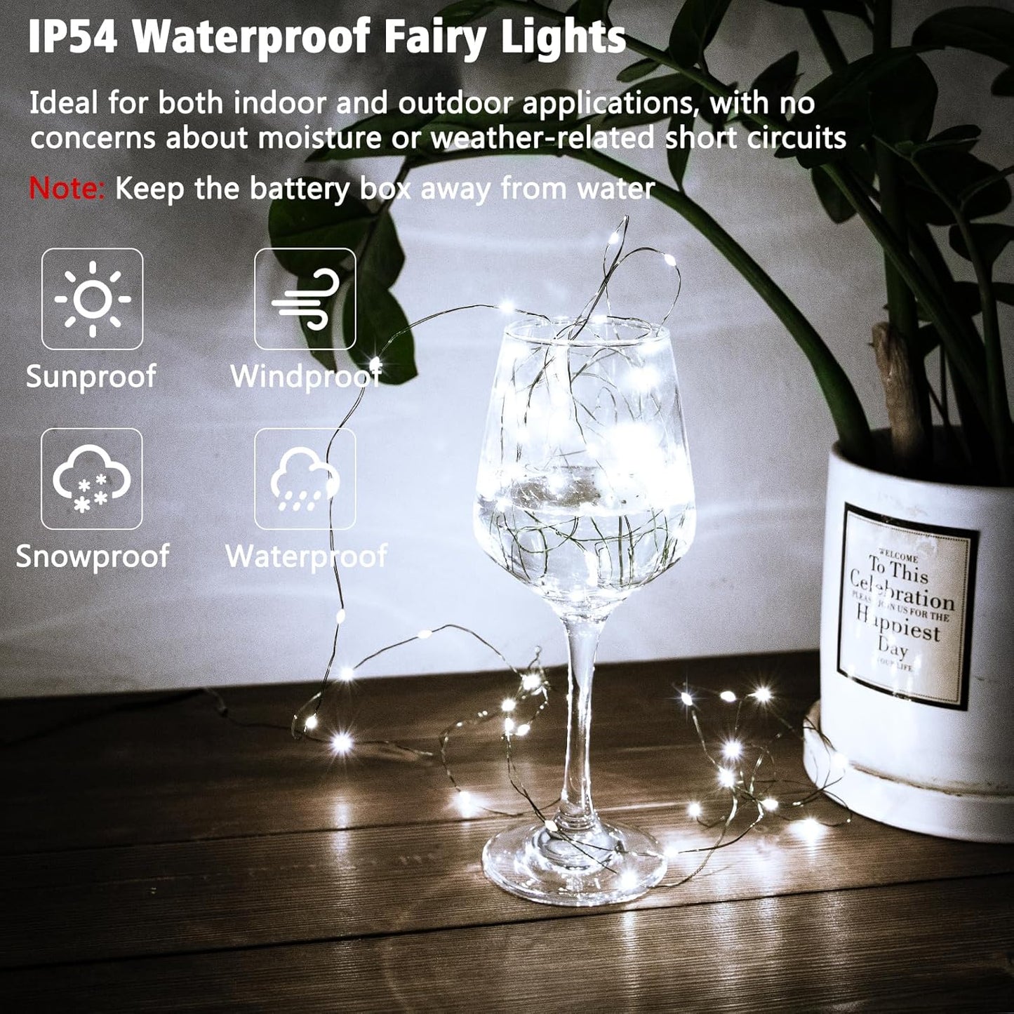 2 Pack Christmas Fairy Lights Battery Operated, 16.4FT 50 LED Dark Green Wire Micro Starry Twinkle Light with Auto Timer Waterproof, Indoor String Lights for Indoor Outdoor Yard Decor (Cool White)