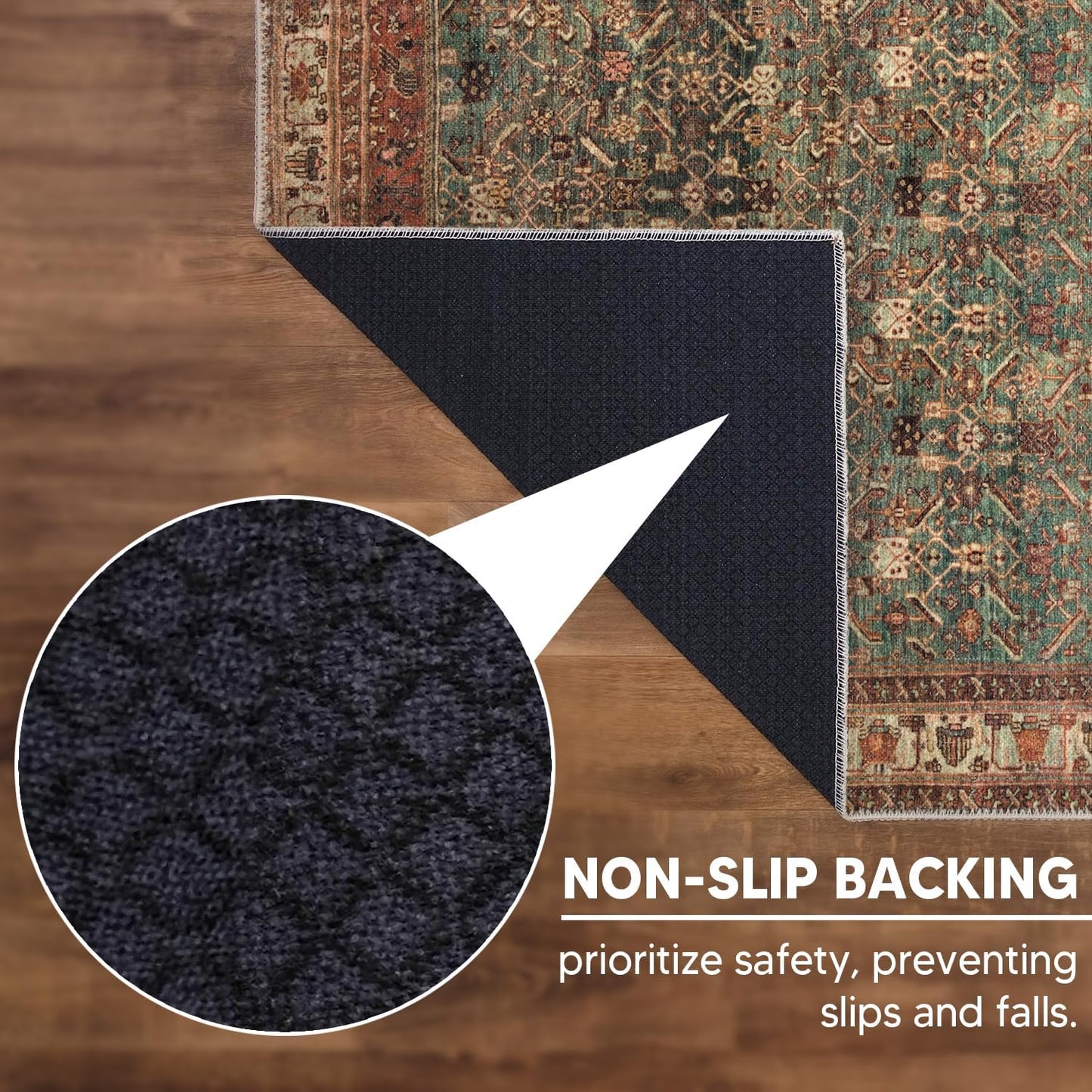 Keen Home Design 2x3 Rug - Machine Washable Entry Rug with Non-Slip Backing, Ideal for Enteryway, Kitchen, Bathroom, Laundry Room - Vintage, Easy Clean, Durable, Low Pile Rug - (2' x 3')