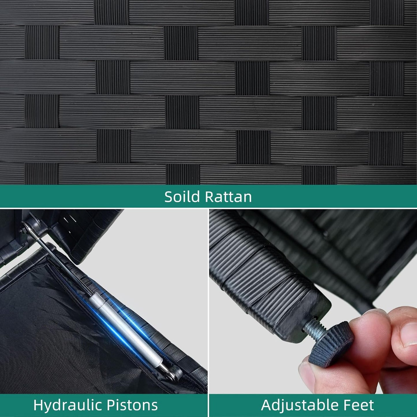 YITAHOME 230 Gal Outdoor Storage Box, XXL All-Weather Wicker Deck Box for Patio Furniture, Cushions, Pool Accessories and Garden Tools - Black