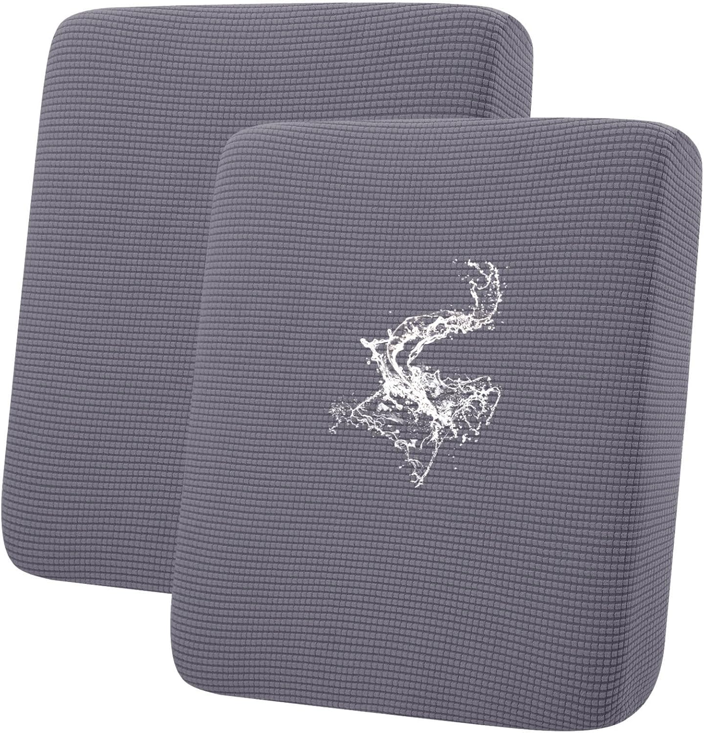 hyha Waterproof Couch Cushion Covers for Pets, Non Slip Sofa Seat Cover for Dogs Washable, Soft Thick Stretch Jacquard Fabric, Sofa Slipcovers with Elastic Bottom (2 Pieces, Middle Grey)