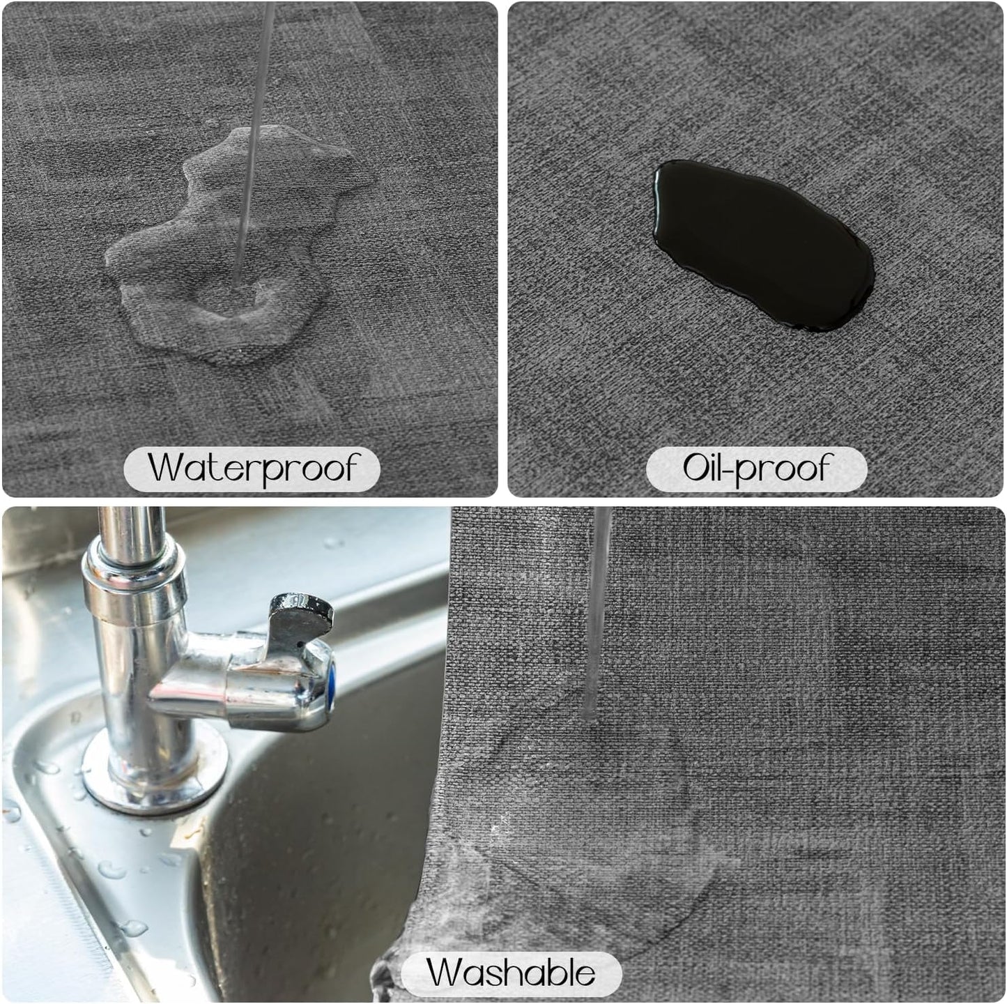 Romanstile Reversible Vinyl Placemats Set of 6, Faux Leather 100% Waterproof Oil-Proof Wipeable Place Mats, Heat Resistant Dual Sided Table Mats for Kitchen/Dining/Party (Dark Gray, 12 x 17 Inch)