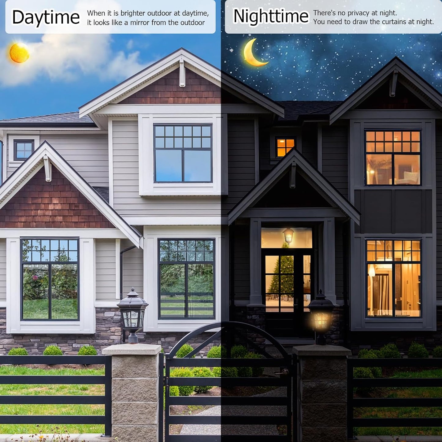 HIDBEA One Way Privacy Window Film, Daytime Privacy Sun Blocking Anti UV Reflective Window Film Heat Control Static Cling Window Tint Film for Home and Office, Silver, 29.5 x 157.5 Inch