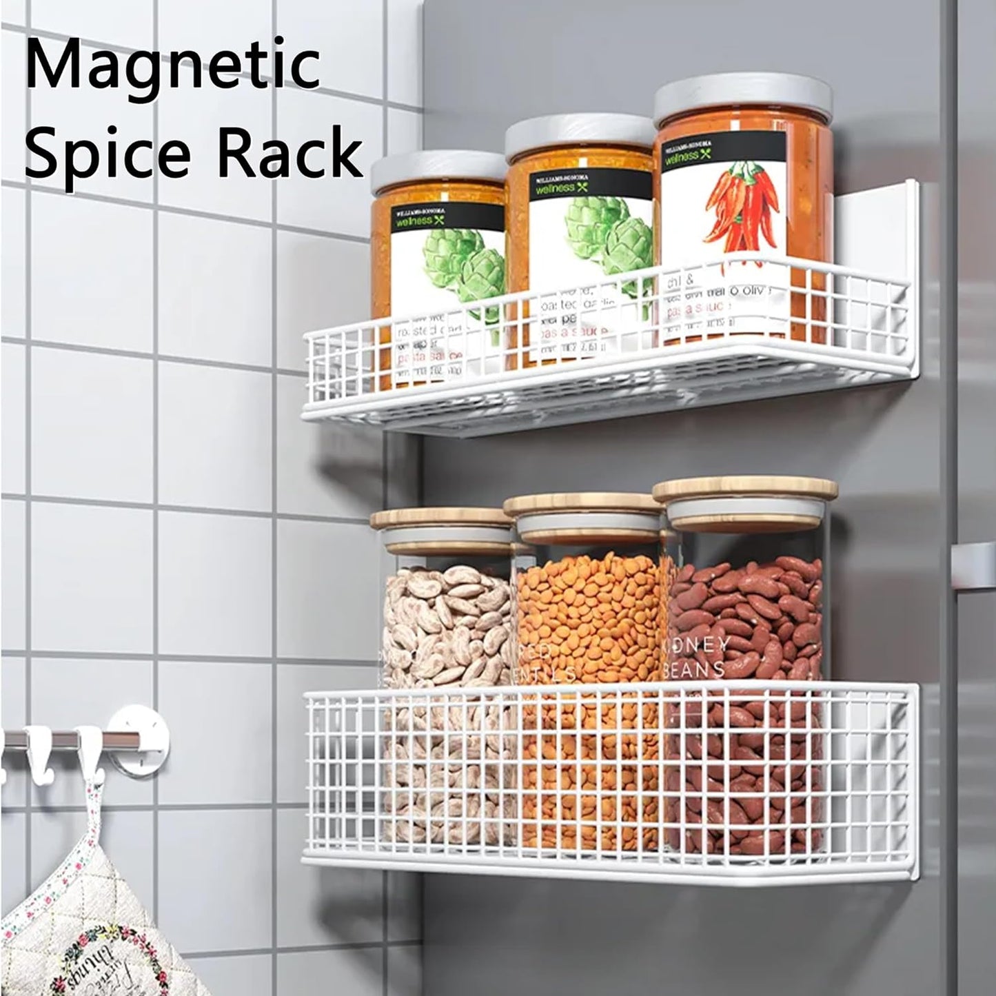 Magnetic Basket Magnetic Fridge Organizer Magnetic Pencil Holder Whiteboard Accessories Home Kitchen Organization (Black-High)