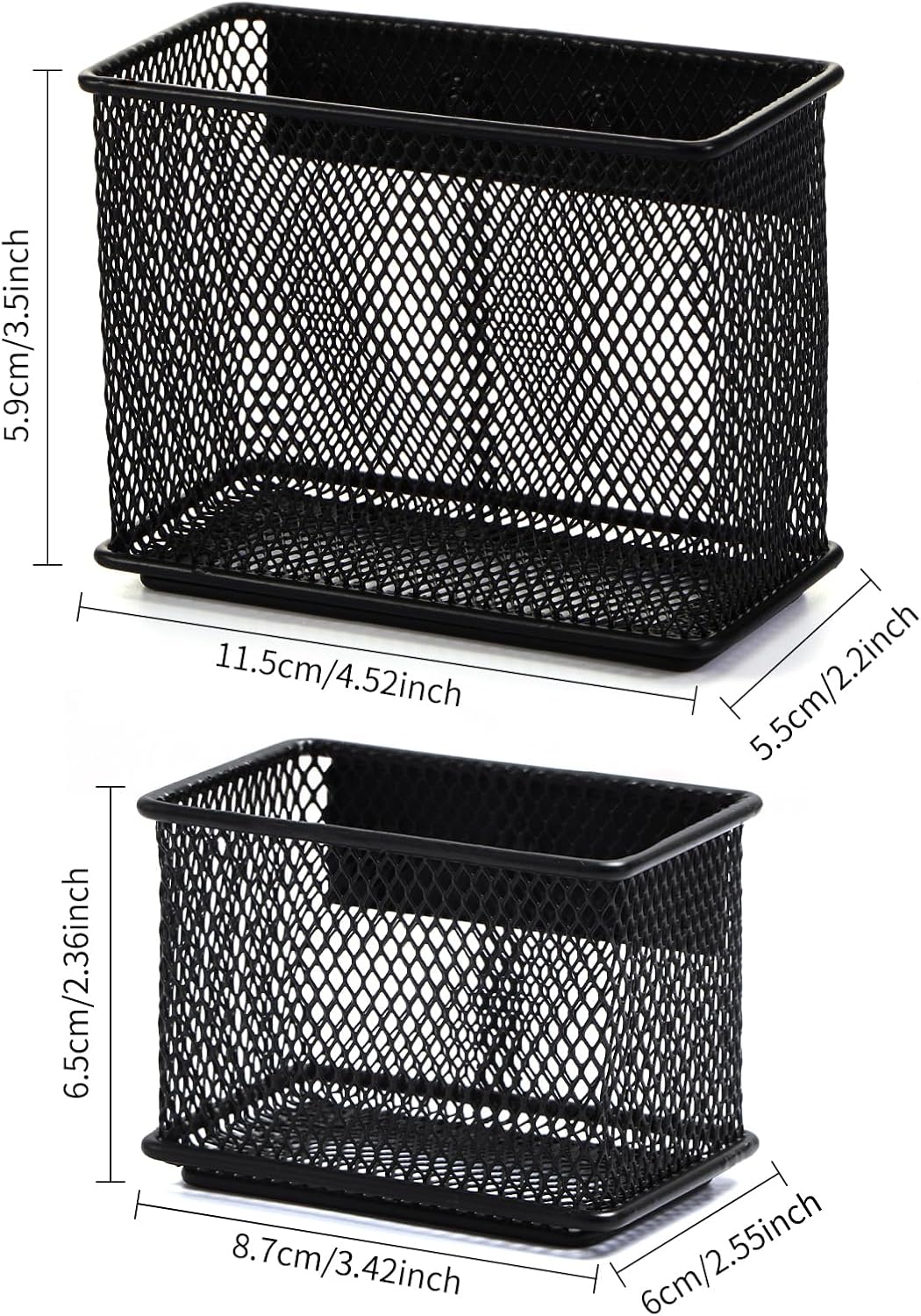 Black Magnetic Basket, Magnetic Organizer Holder Refrigerator Basket, Magnetic Baskets Heavy Duty, Magnetic Holder for Refrigerator Locker Whiteboard Office,Medium x1&Small x2 Set of 3
