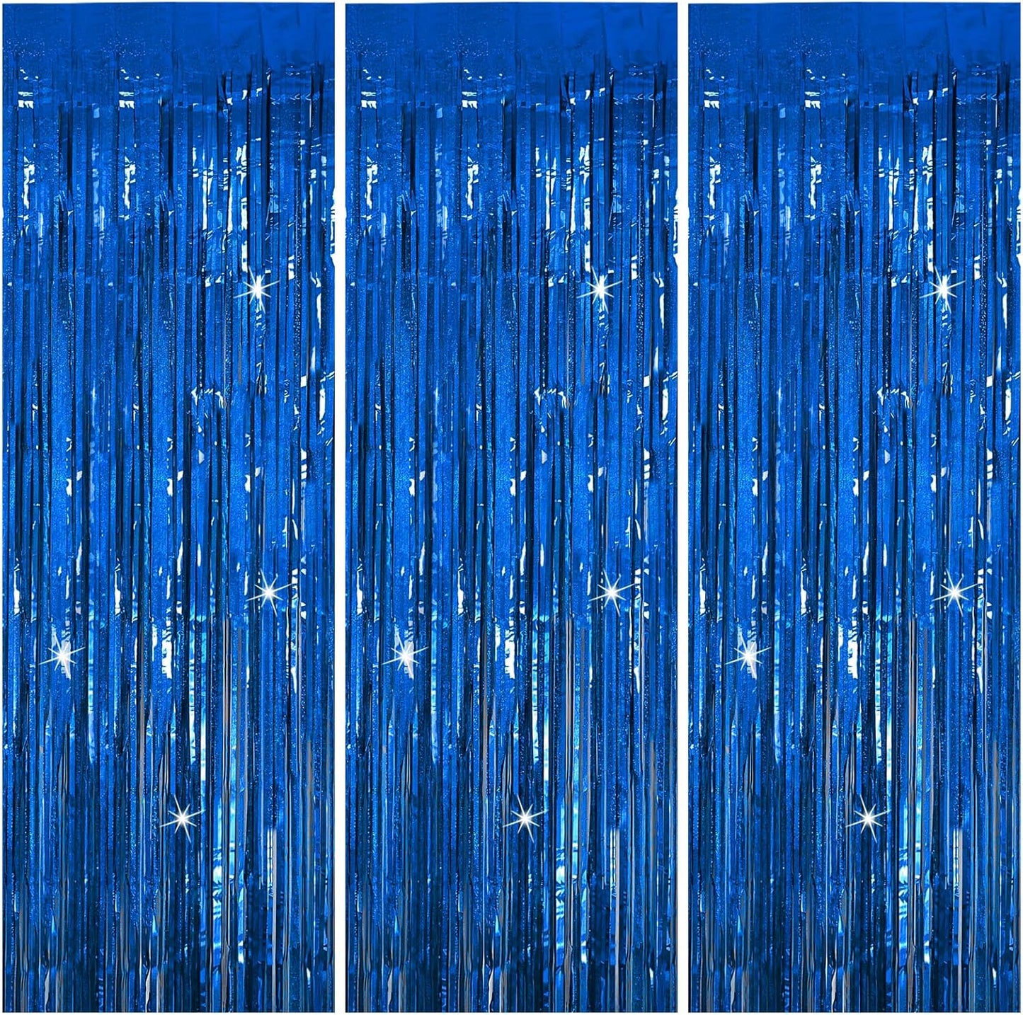 3 Pack Blue Backdrop Party Streamers Ocean Themed Decor Birthday Party Decorations Foil Fringe Backdrop Curtain Graduation Bachelorette Winter Holiday Gender Reveal Party Decorations Supplies