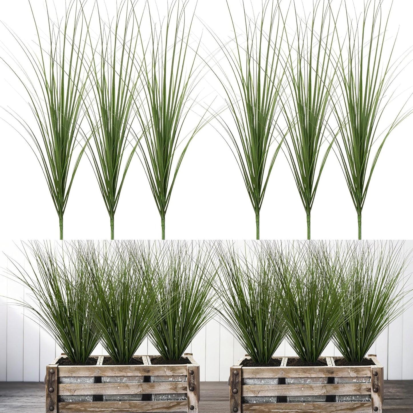 6PCS Fake Plants Artificial Wheat Grass Greenery Plastic Plants Fake Grass Artificial Plants for Outdoor Decor Artificial Grass Plant with Greenery Stems for Indoor Home Decoration 26.4"