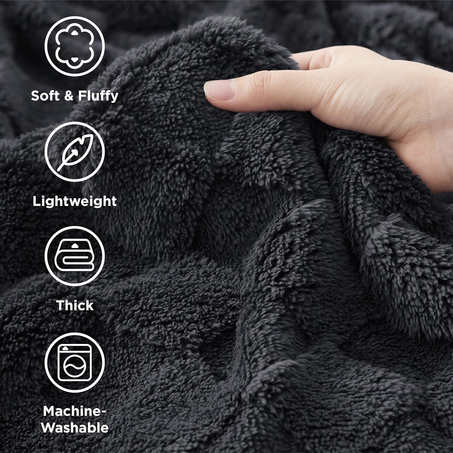 Bedsure GentleSoft King Size Blanket for Bed - Super Soft Cozy Blankets for Women Men Girls, Large Fuzzy Fleece Throw for Bedroom Decor, Dark Grey,108x90 Inches