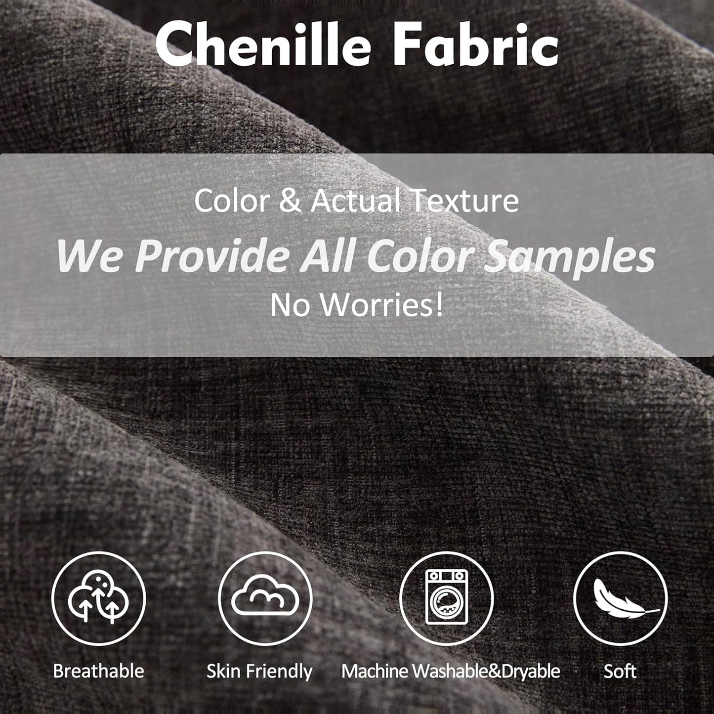 142.5" U Shaped Couch, Modular Sectional Sofa, 3-Seater Comfy Cloud Couch with Movable Ottoman, Deep Seat Couches for Living Room, Chenille, Black