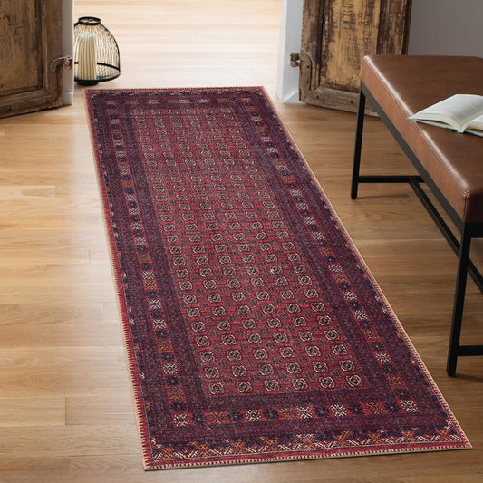 Keen Home Design 2x7 Rug - Machine Washable Runner Rug with Non-Slip Backing, Ideal for Hallway, Entryway, Kitchen, Laundry Room - Vintage, Easy Clean, Durable, Low Pile Rug - (2'6" x 7')
