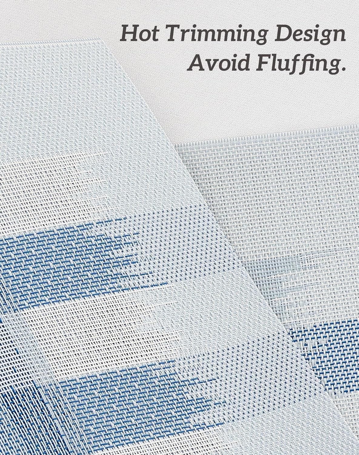 Leetaltree Geometric Print Blue Placemats Set of 6 - Heat Resistant Non-Slip Place mats for Dining Table, Washable Durable PVC Vinyl Woven Table Mats (Geometric Blue, 6)