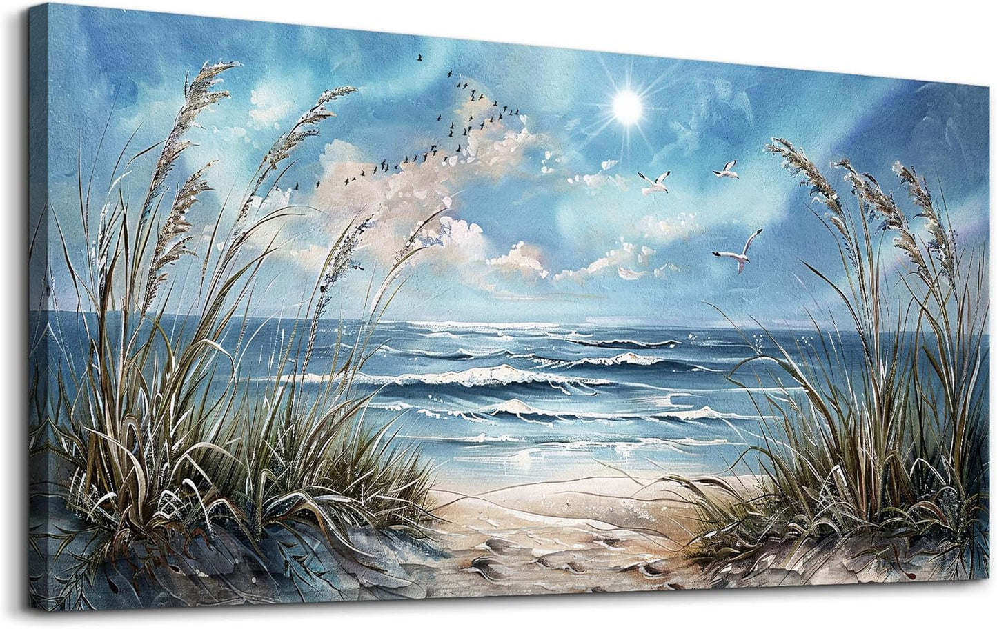 hyidecorart Wall Art For Living Room Wall Decor For Bedroom Bathroom Decoration Sunshine Ocean Scenery Painting Blue Sea Waves Wall Pictures Office Modern Canvas Prints Artwork Aesthetic Home Decor