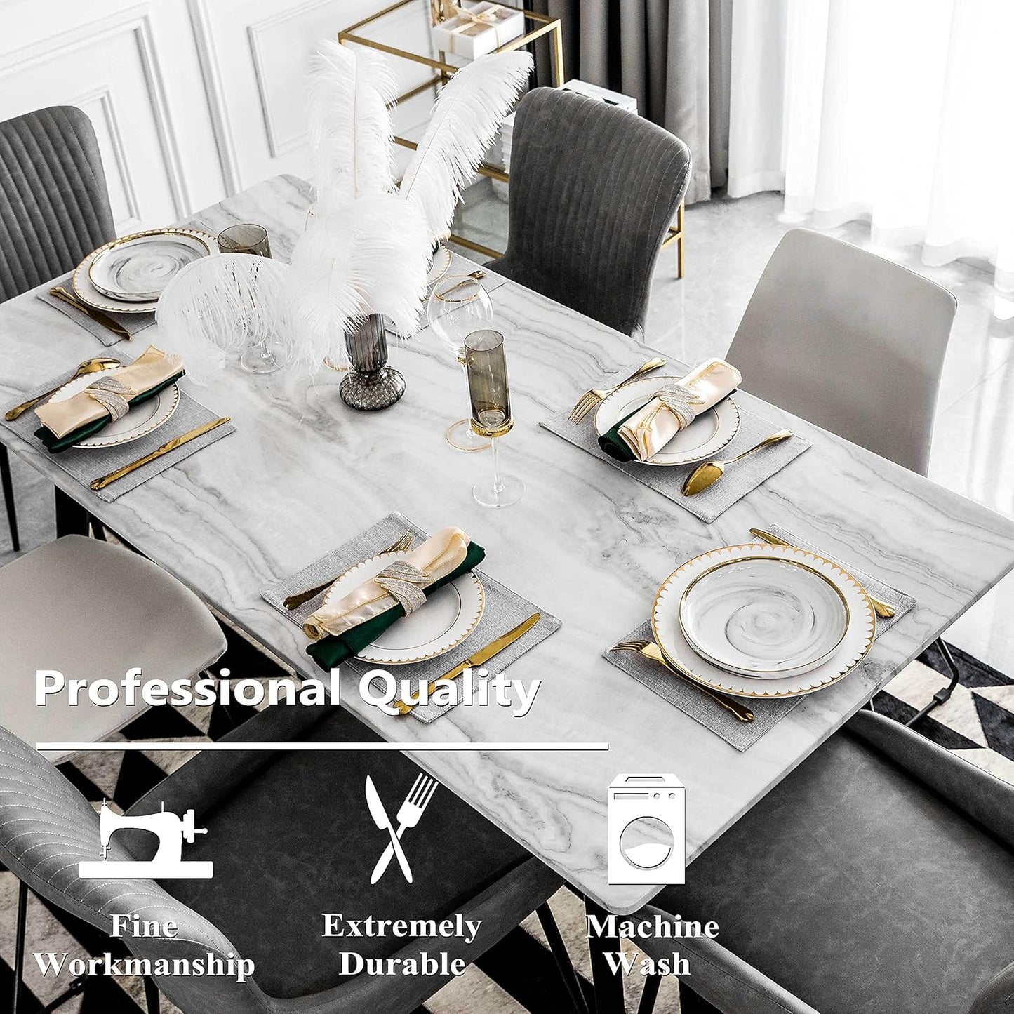 Home Brilliant Cloth Placemats Set of 8 Heat Resistant Washable Plate Mats Placemats for Parties Buffet Dinner Coasters Party Dinner Decor, 13 x 19 inches, Light Grey