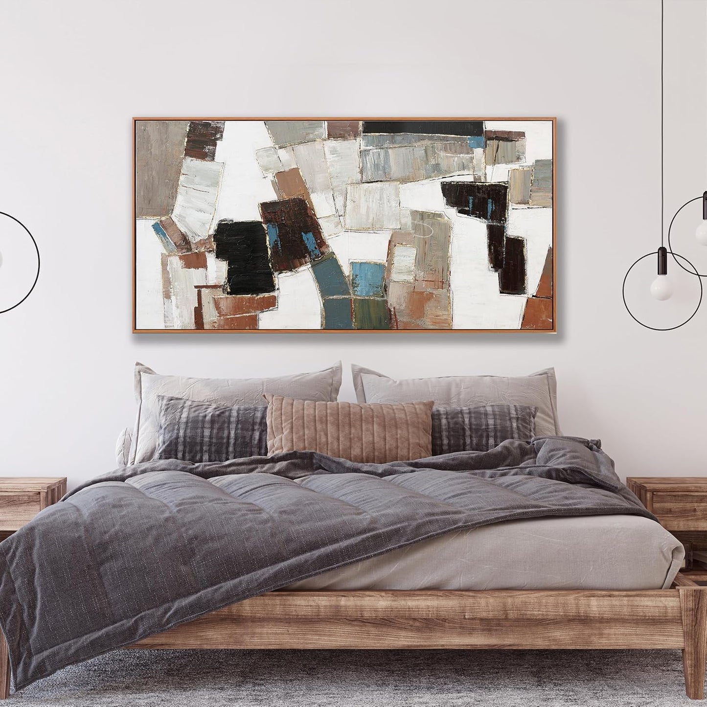 Abstract Wall Art Canvas Minimalist Geometric Line Art Painting Modern Artwork Wall Decor Modern Minimalism Artwork For Living Room Bedroom Dining Room Office 24x48 Inch Framed