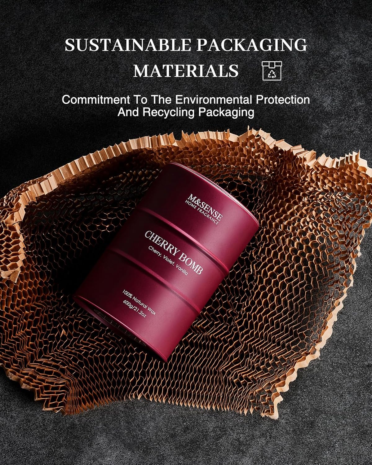 M&SENSE Cherry Bomb Scented Candles, Large Sweet Candle for Home Scented, Natural Soy Wax Candle, Candles Gifts for Women, 21.2 oz 120 Hours Burn