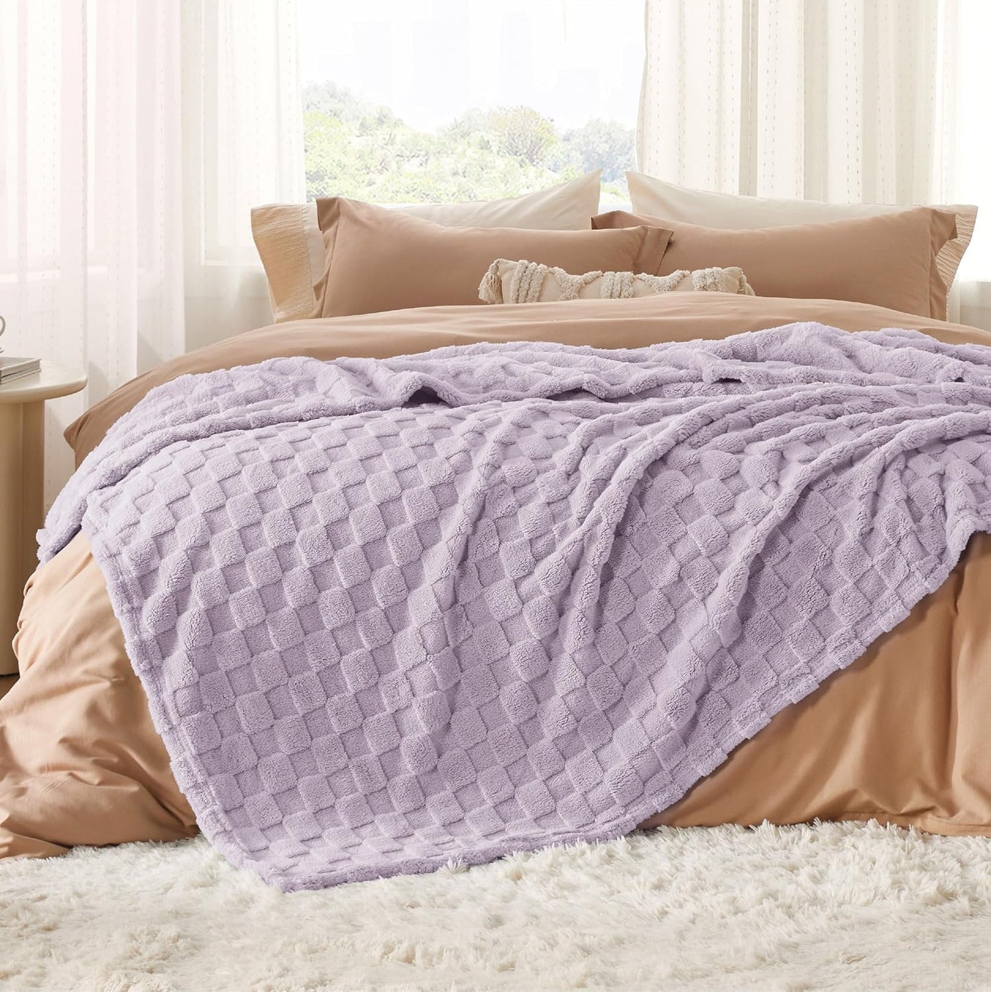 Bedsure GentleSoft King Size Blanket for Bed - Super Soft Cozy Blankets for Women Men Girls, Large Fuzzy Fleece Throw for Bedroom Decor, Lavender Fog,108x90 Inches