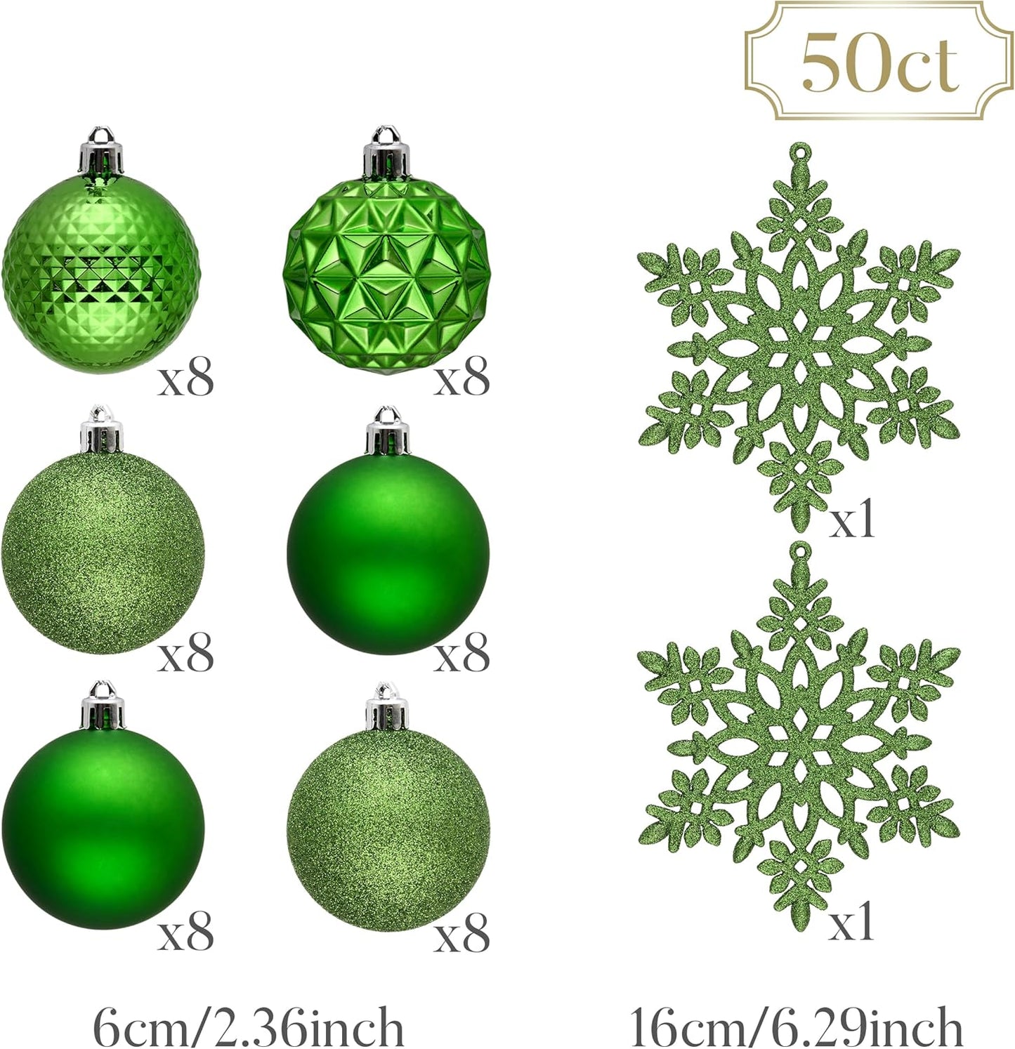 Valery Madelyn Christmas Tree Decorations Ornament Set for Fall Halloween, 50ct 2.36 Inches Lime Green Shatterproof Christmas Ball Ornaments Hanging Xmas Holiday Party Decor