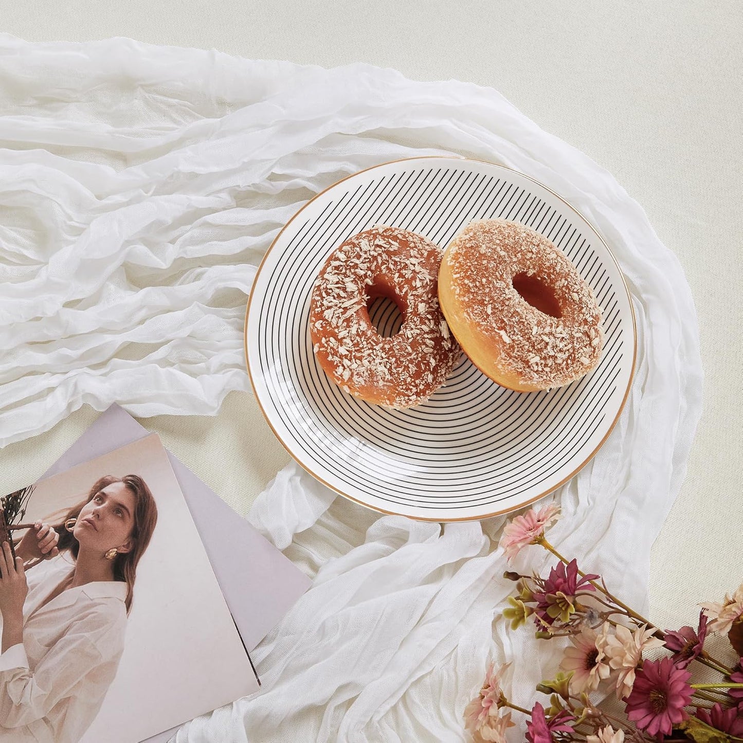 6 Pack White Cheesecloth Table Runner 10FT Long Boho Gauze Table Runner Rustic Sheer Runner for Wedding Bridal Baby Shower Birthday Party Table Decor Thanksgiving Christmas Decorations