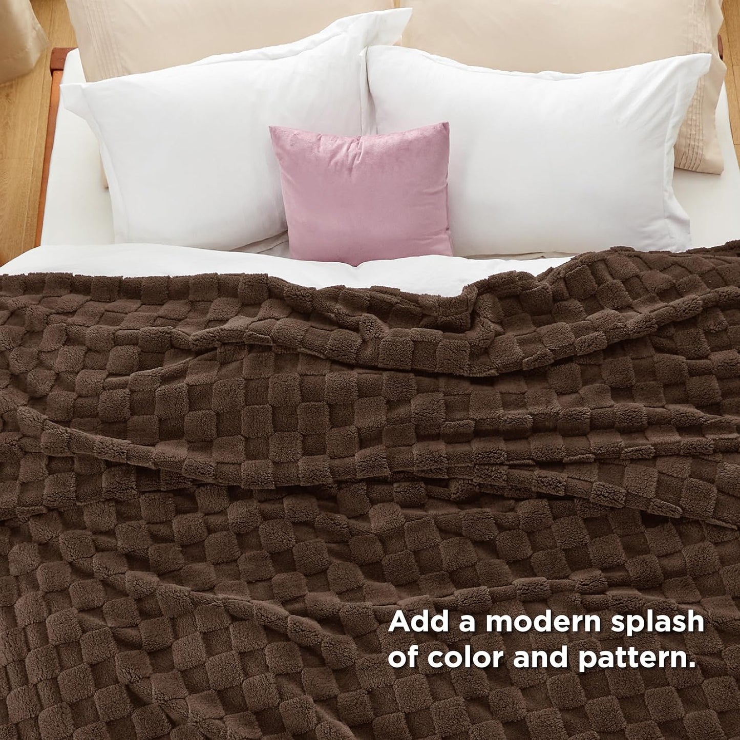 Bedsure GentleSoft Blankets Queen Size for Bed - Super Soft Cozy Blanket for Women Men Girls, Large Fuzzy Fleece Throw for Bedroom Decor, Dark Brown, 90x90 Inches