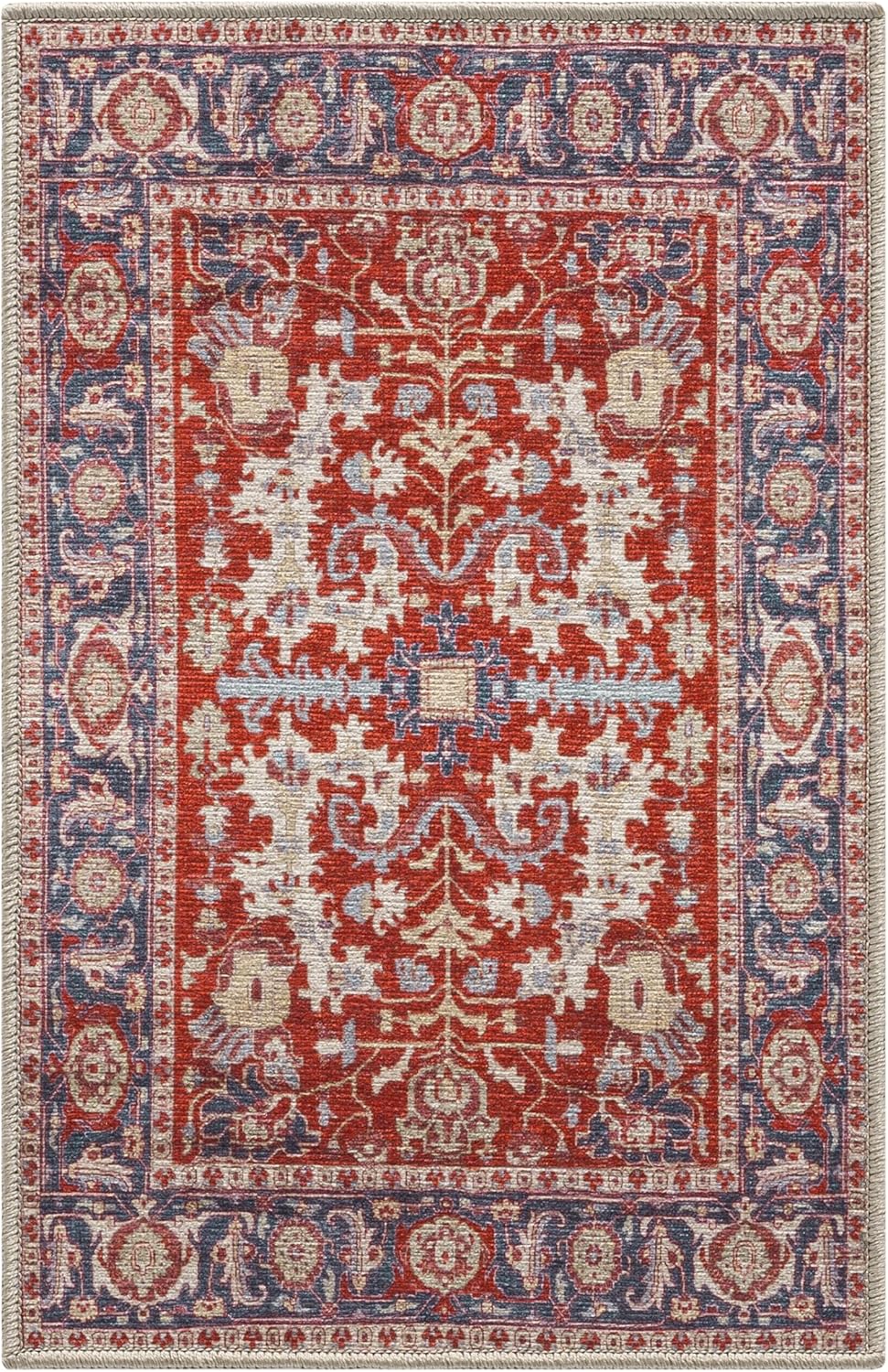 Keen Home Design 2x3 Rug - Machine Washable Entry Rug with Non-Slip Backing, Ideal for Enteryway, Kitchen, Bathroom, Laundry Room - Vintage, Easy Clean, Durable, Low Pile Rug - (2' x 3')