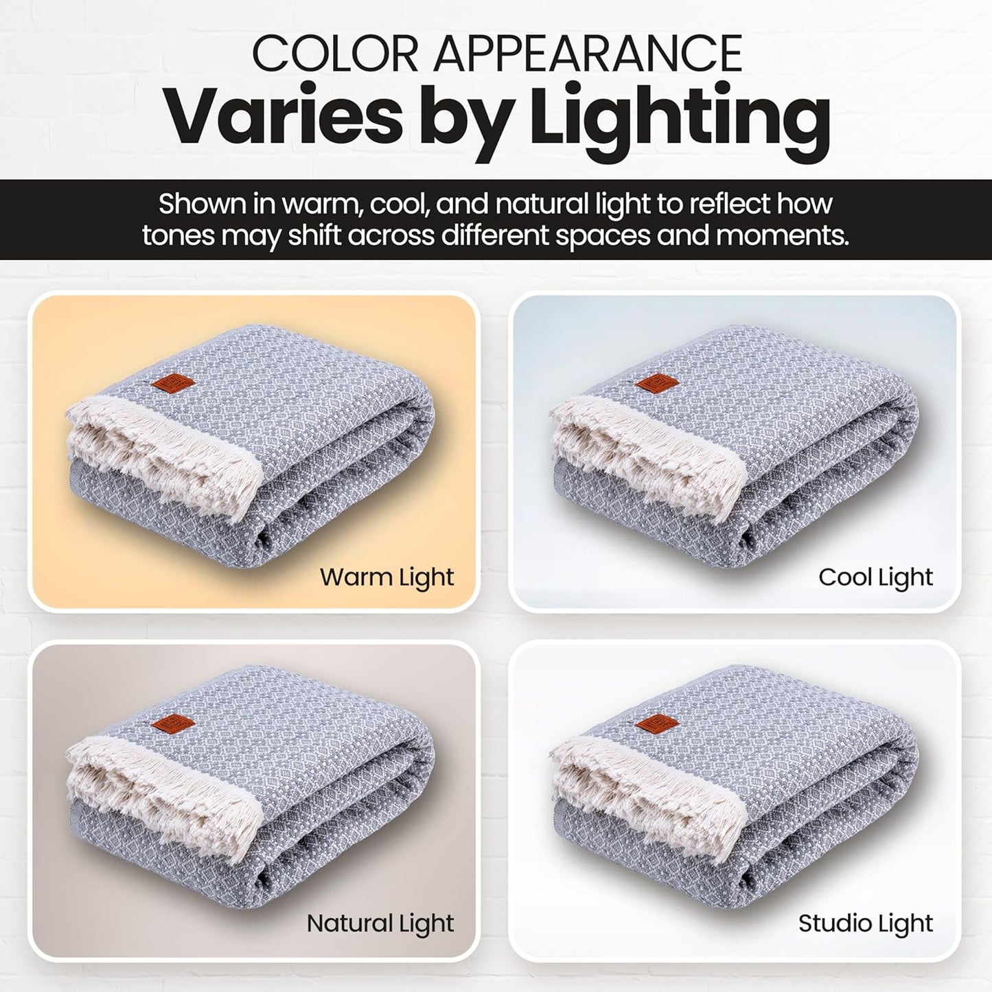 Gold Case Throw Blanket for Bed – 100% Recycled Turkish Cotton Bed Blanket – Decorative Throw Cotton Blankets for Living Room & Bedroom – Woven Twin Blankets - 71x90 - Grey