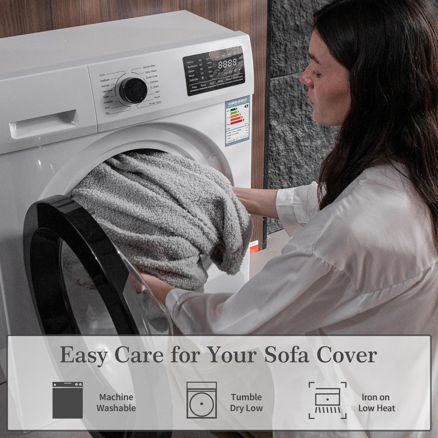 Couch Cushion Covers for Sectional Sofa, Stretch Soft Sofa Slipcovers Washable Wear-Resistant Universal Furniture Protector for Living Room(1 Piece Back Couch Cover, Light Gray)