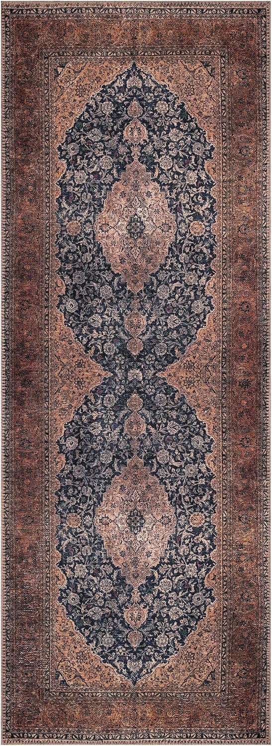 Keen Home Design 2x10 Rug - Machine Washable Runner Rug with Non-Slip Backing, Ideal for Hallway, Entryway, Kitchen, Laundry Room - Vintage, Easy Clean, Durable, Low Pile - (2'6" x 10')