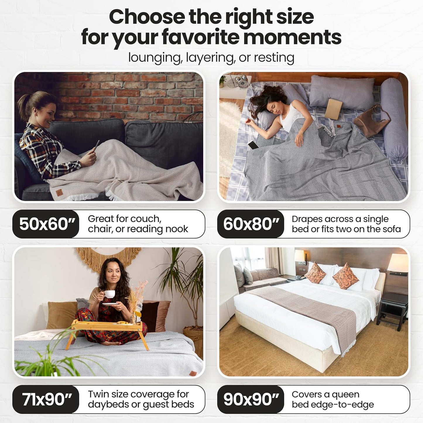 Gold Case Throw Blanket for Couch – 100% Recycled Turkish Cotton Blankets & Throws – Elegant Decorative Throw Blankets for Living Room Sofa – Woven Throws for Couch – Vintage Aqua– 50x60