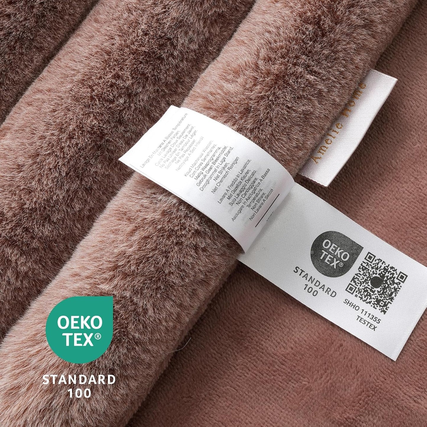 Amélie Home Faux Fur Throw Blanket for Couch, Ultra Cozy Fuzzy Fluffy Fur Luxurious Soft Striped Plush Gift Blankets for Family Sofa Chair Bed Living Room Bedroom, 60"x80", Ionic Fox Brown