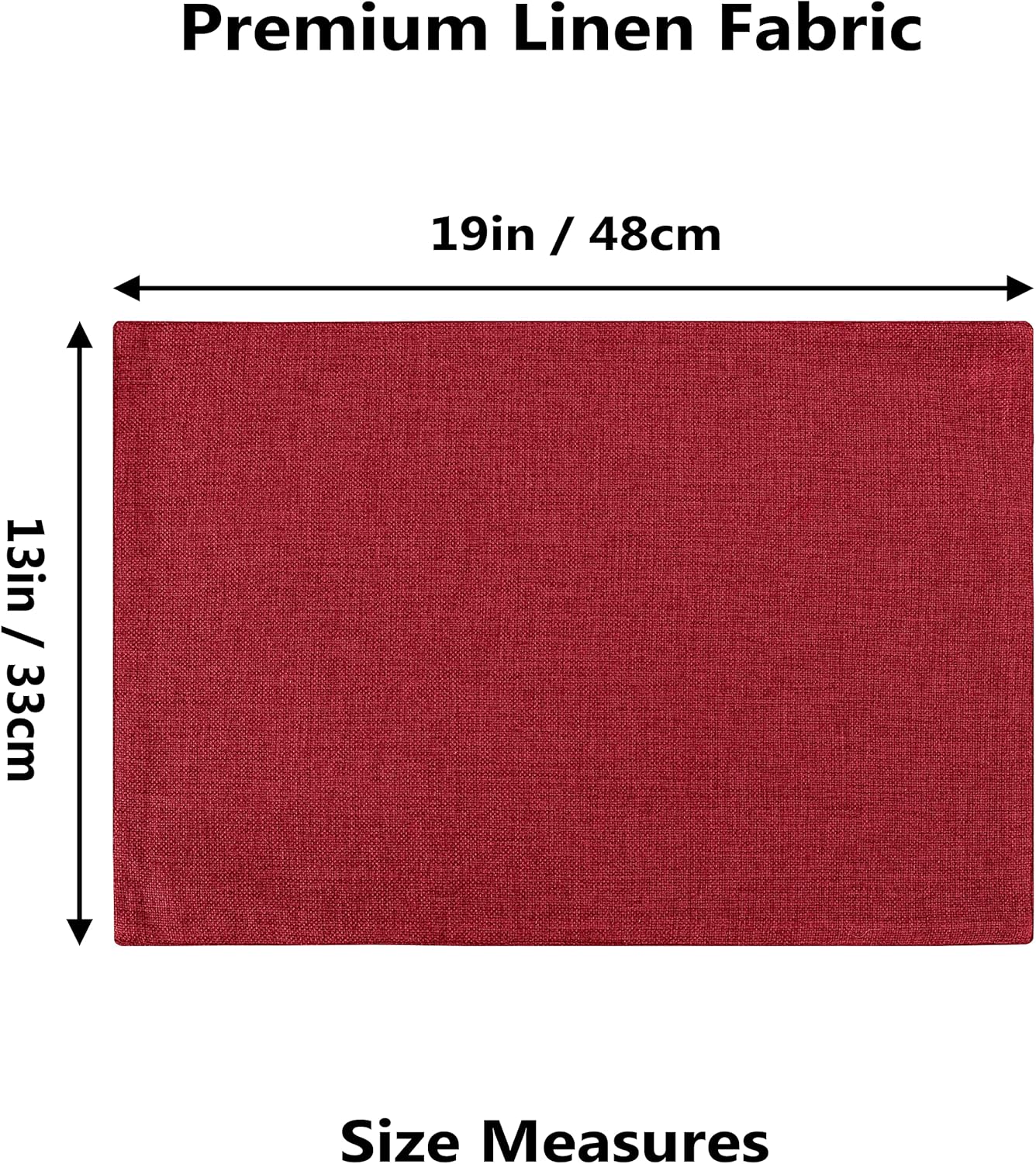 Home Brilliant Cloth Placemats Set of 8 Red Linen Placemats for Dinner Heat Resistant Dining Table Mats Kitchen Place Mats, Dark Red Burgundy