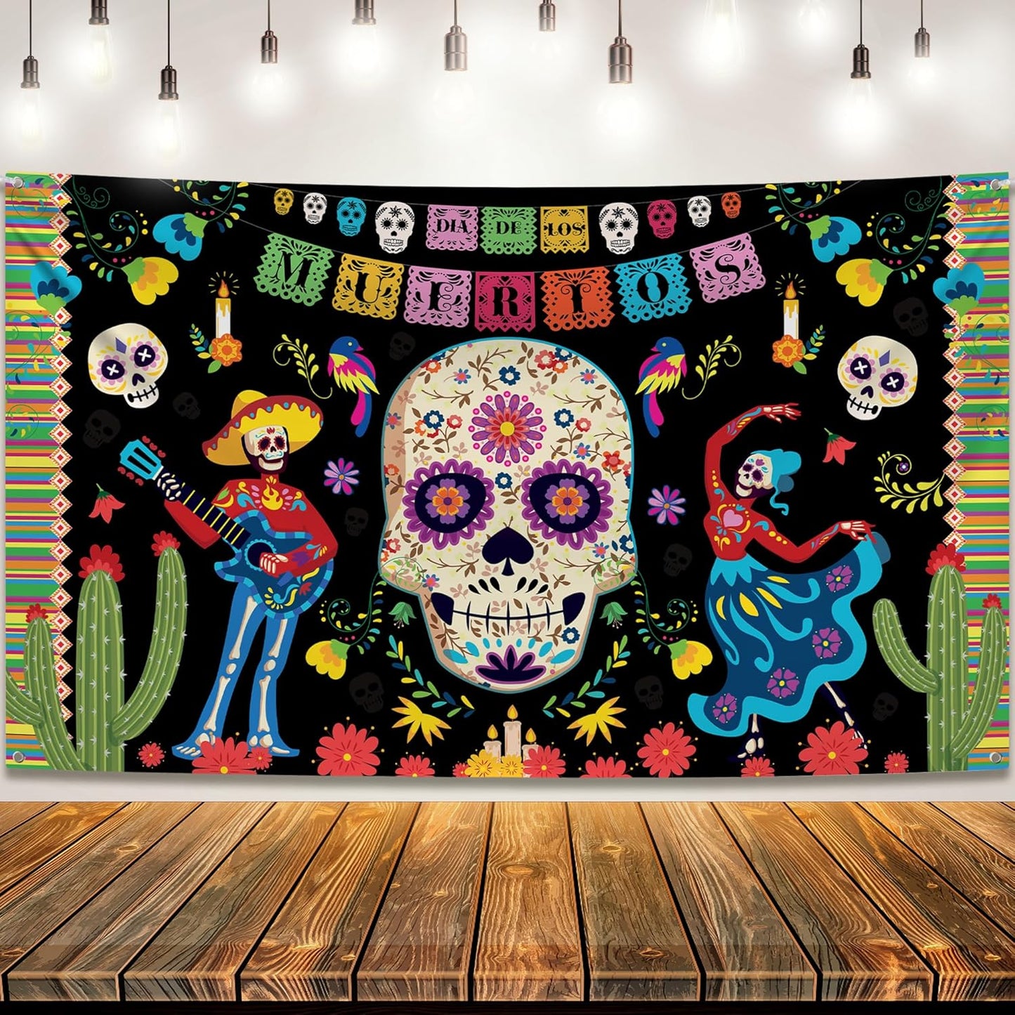 KatchOn, Day of the Dead Backdrop - XLarge, 72x44 Inch | Mexican Halloween Banner for Day of the Dead Decorations | Dia De Los Muertos Backdrop, Dia De Los Muertos Decorations, Halloween Decorations