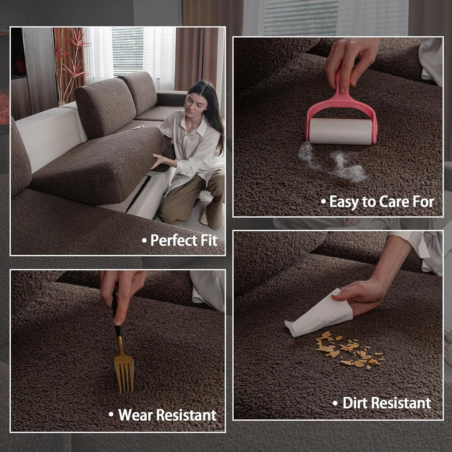 Couch Cushion Covers for Sectional Sofa, Stretch Soft Sofa Slipcovers Washable Wear-Resistant Universal Furniture Protector for Living Room(1 Piece Chair Cover, Brown)