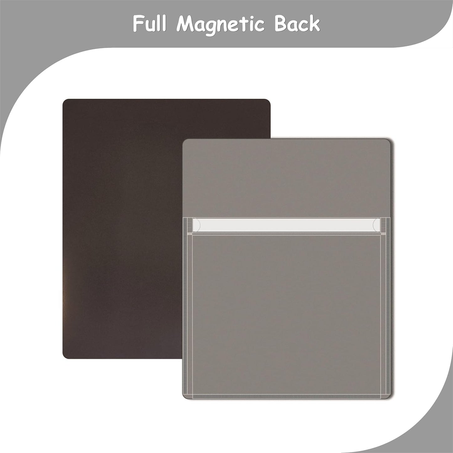Magnetic Pocket 4 Pack – Self-Adhesive Magnetic Storage Pouch for Documents, Notes & Tools, Strong Magnet Backing for Fridge, Whiteboards, and Metal Surfaces (Gray 4Pcs)