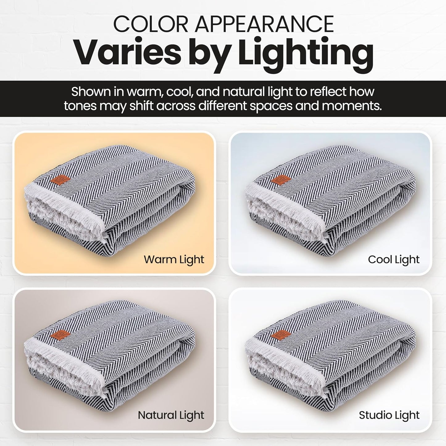 Gold Case Throw Blanket for Bed – 100% Recycled Turkish Cotton Bed Blanket – Decorative Throw Cotton Blankets for Living Room & Bedroom – Woven Twin Blankets - 71x90 - Black