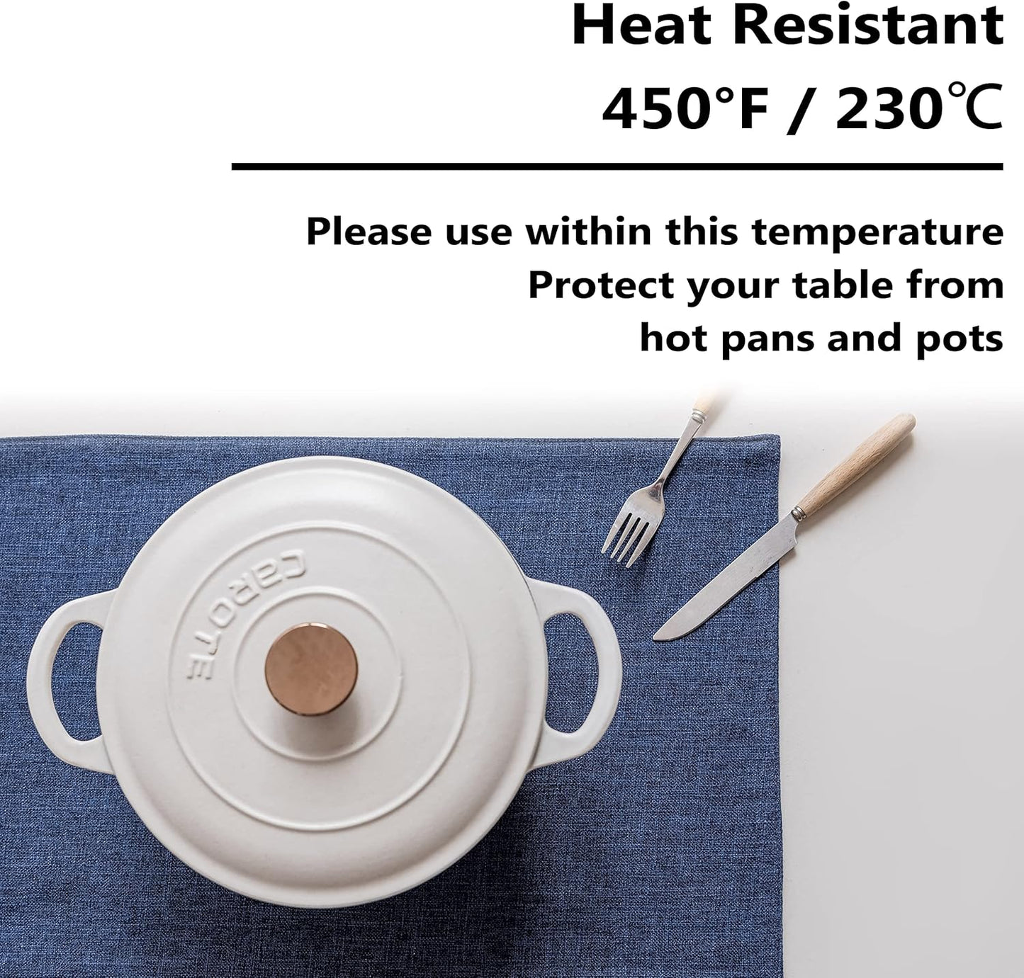 Home Brilliant Placemats Set of 8 Linen Blue Placemats Heat Resistant Dining Table Place Mats Kitchen Table Mats, Indigo