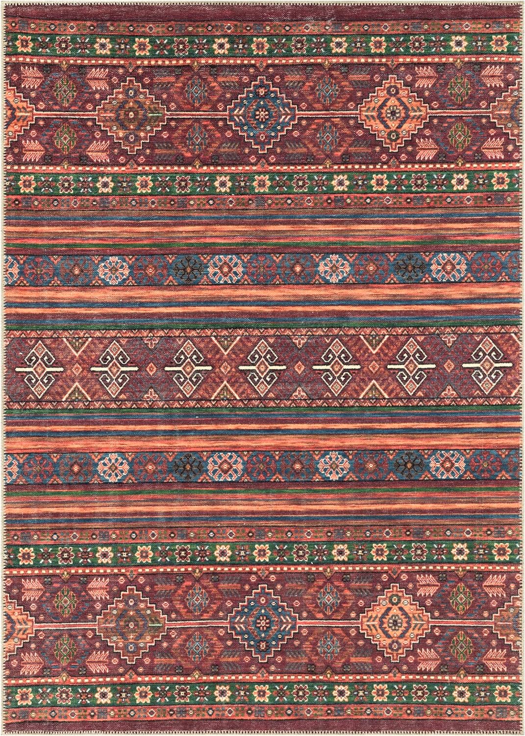 Keen Home Design 4x6 Rug - Machine Washable Area Rug with Non-Slip Backing, Ideal for Living Room, Dining Room, Bedroom - Vintage, Easy Clean, Durable, Low Pile Rug - (4' x 6')