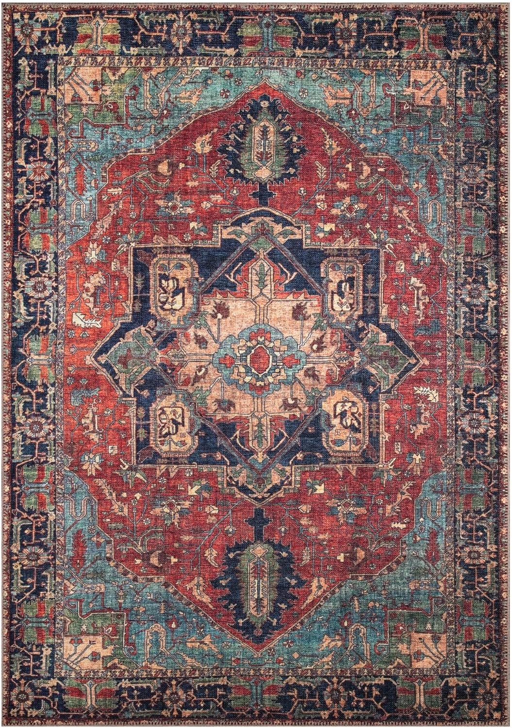 Keen Home Design 3x5 Rug - Machine Washable Entry Rug with Non-Slip Backing, Ideal for Enteryway, Kitchen, Bathroom, Laundry Room - Vintage, Easy Clean, Durable, Low Pile Rug - (3' x 5')