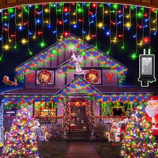 1332 LED 132FT Christmas Lights with 296 Drops, 12 Modes Dimmable Multicolor Outdoor Hanging Lights with Timer Memory, Waterproof Curtain Lights for Home Bedroom Indoor Tree Window Roof Fence Wedding