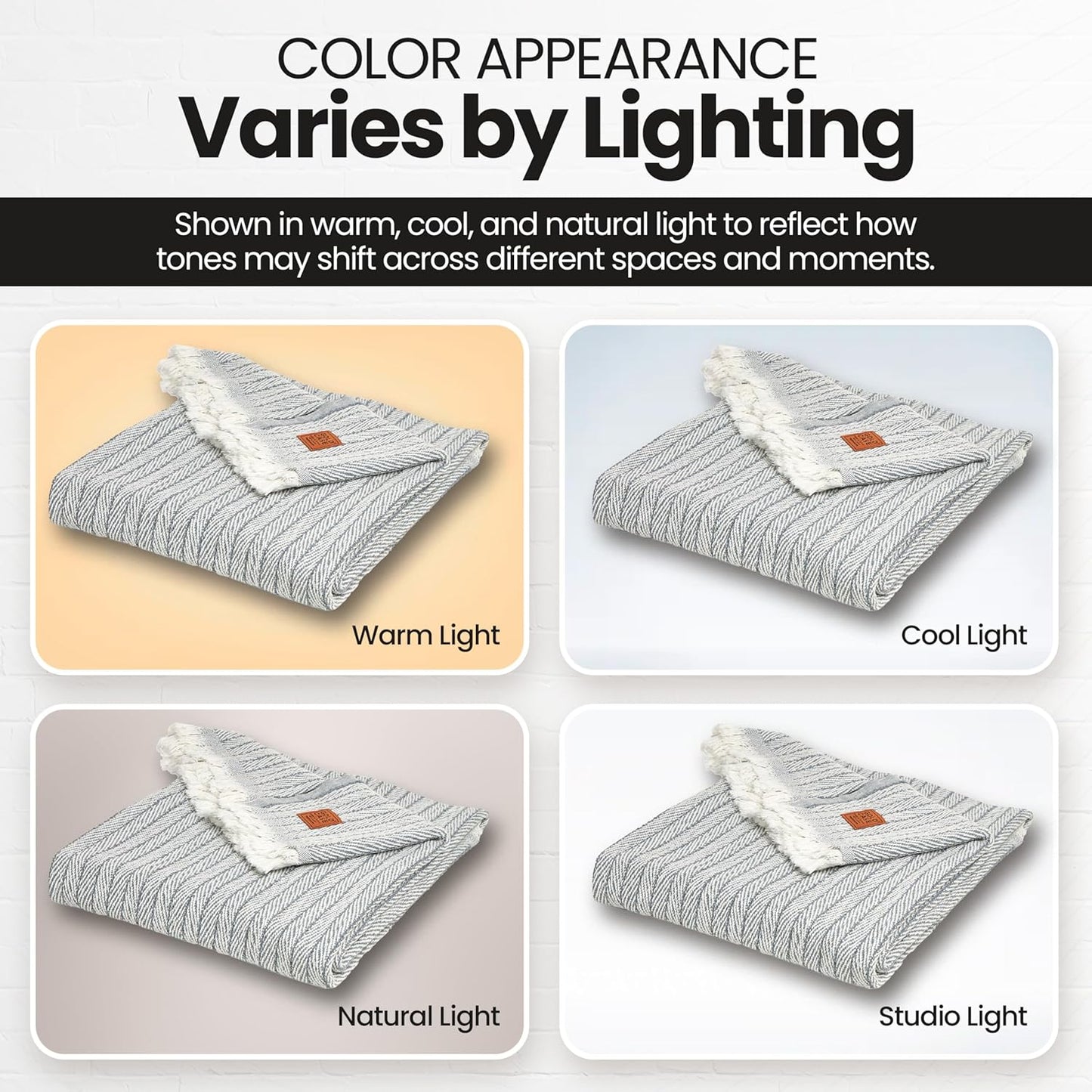 Gold Case Throw Blanket for Couch – 100% Recycled Turkish Cotton Blankets & Throws – Elegant Decorative Throw Blankets for Living Room Sofa – Woven Throws for Couch – Vintage Grey – 50x60