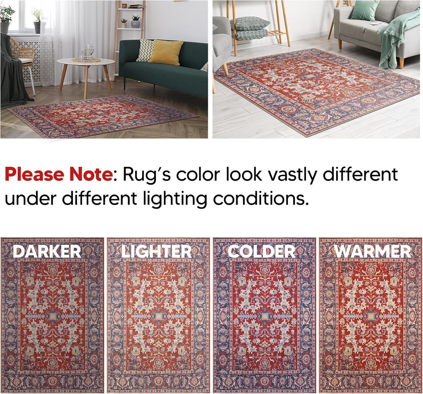 Keen Home Design 2x10 Rug - Machine Washable Runner Rug with Non-Slip Backing, Ideal for Hallway, Entryway, Kitchen, Laundry Room - Vintage, Easy Clean, Durable, Low Pile - (2'6" x 10')