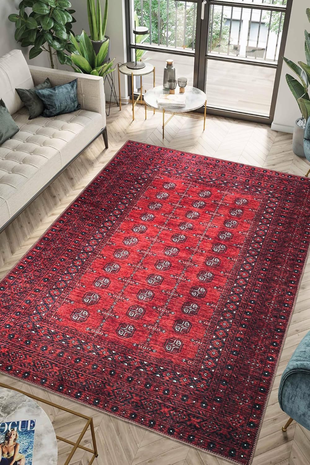 Keen Home Design 3x5 Rug - Machine Washable Entry Rug with Non-Slip Backing, Ideal for Enteryway, Kitchen, Bathroom, Laundry Room - Vintage, Easy Clean, Durable, Low Pile Rug - (3' x 5')